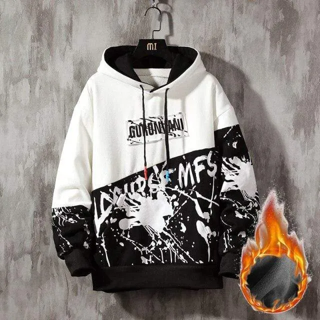 Übergroße Herren Hoodies Männer Winter Patchwork Sweatshirt Hip Hop Japanischen Streetwear Harajuku Weiß Hoodie Männer