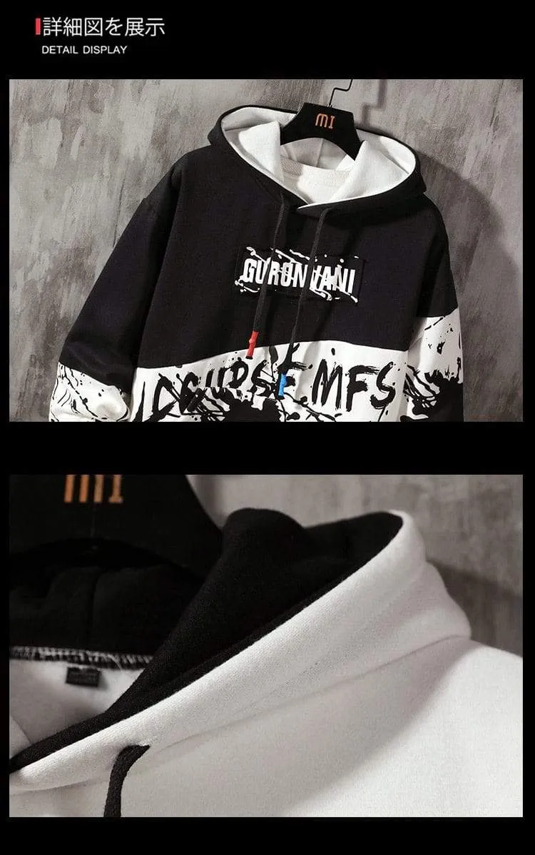 Übergroße Herren Hoodies Männer Winter Patchwork Sweatshirt Hip Hop Japanischen Streetwear Harajuku Weiß Hoodie Männer