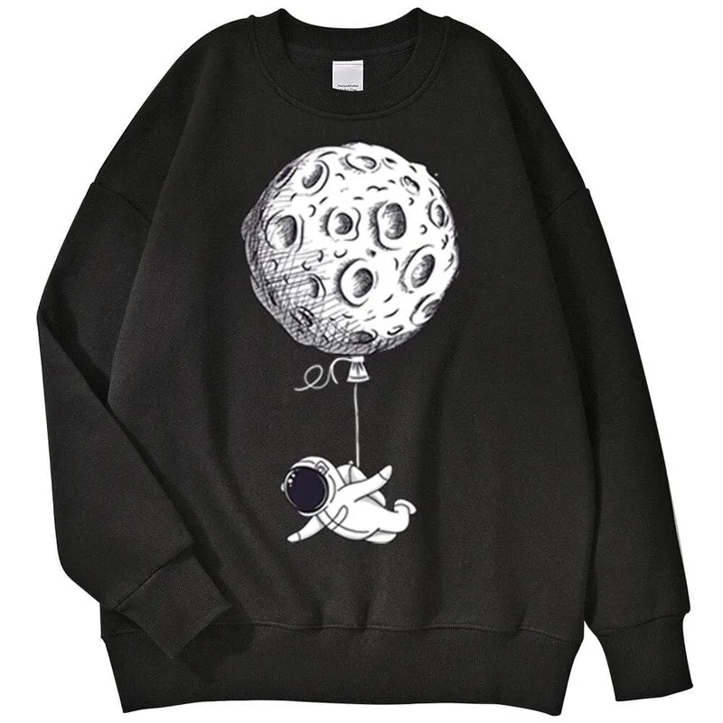 Astronaut Man Hoodie Cartoon Druck Männer Sweatshirts Fleeve O-Ausschnitt Männliche Hoodies Punk Trend Sweatshirt Für Herren