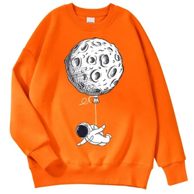 Astronaut Man Hoodie Cartoon Druck Männer Sweatshirts Fleeve O-Ausschnitt Männliche Hoodies Punk Trend Sweatshirt Für Herren