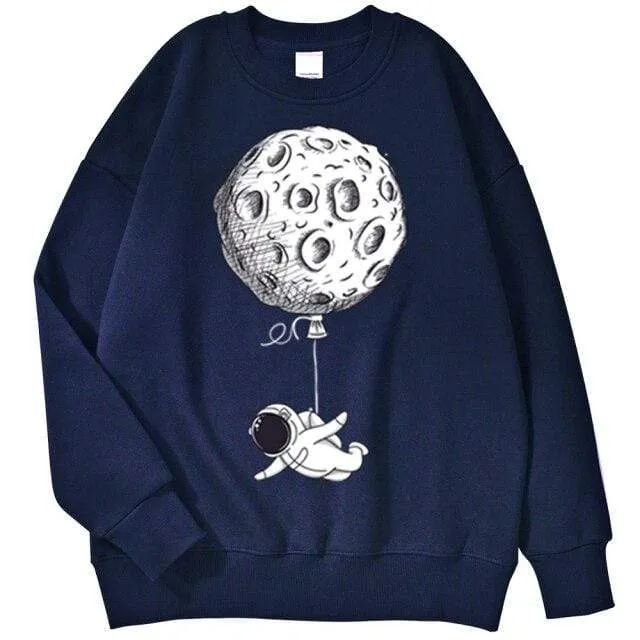 Astronaut Man Hoodie Cartoon Druck Männer Sweatshirts Fleeve O-Ausschnitt Männliche Hoodies Punk Trend Sweatshirt Für Herren