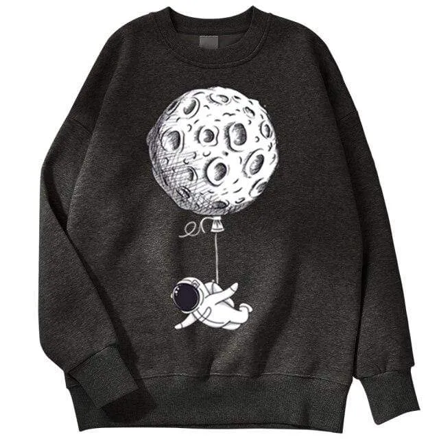 Astronaut Man Hoodie Cartoon Druck Männer Sweatshirts Fleeve O-Ausschnitt Männliche Hoodies Punk Trend Sweatshirt Für Herren
