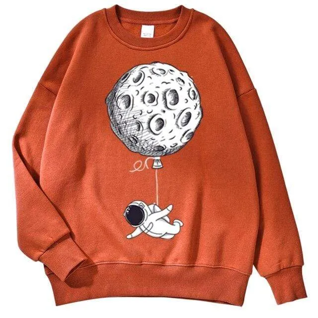 Astronaut Man Hoodie Cartoon Druck Männer Sweatshirts Fleeve O-Ausschnitt Männliche Hoodies Punk Trend Sweatshirt Für Herren