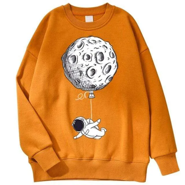 Astronaut Man Hoodie Cartoon Druck Männer Sweatshirts Fleeve O-Ausschnitt Männliche Hoodies Punk Trend Sweatshirt Für Herren