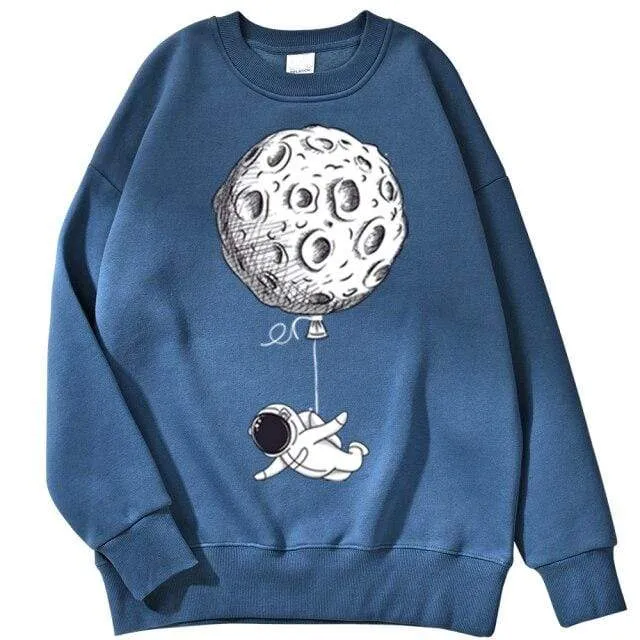 Astronaut Man Hoodie Cartoon Druck Männer Sweatshirts Fleeve O-Ausschnitt Männliche Hoodies Punk Trend Sweatshirt Für Herren