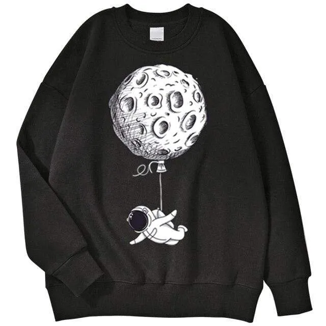 Astronaut Man Hoodie Cartoon Druck Männer Sweatshirts Fleeve O-Ausschnitt Männliche Hoodies Punk Trend Sweatshirt Für Herren