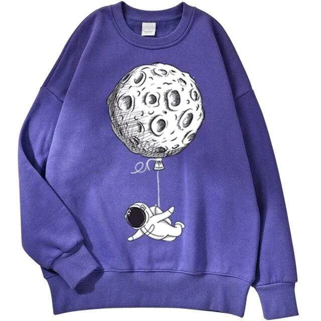 Astronaut Man Hoodie Cartoon Druck Männer Sweatshirts Fleeve O-Ausschnitt Männliche Hoodies Punk Trend Sweatshirt Für Herren