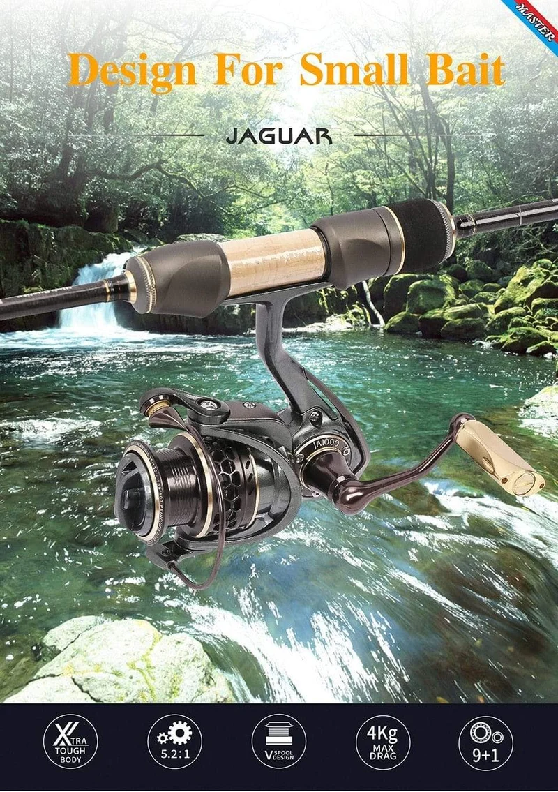 Jaguar 1000 2000 3000 9 + 1BB Angeln Spinning Reel Karpfen Salzwasser Angeln Reel Spinning Metall Griff 2 Spool Rollen Spule