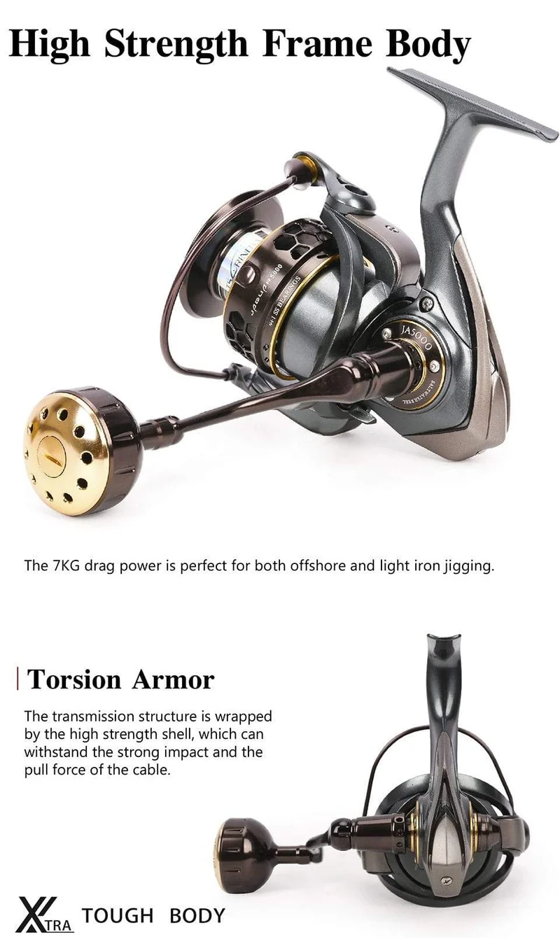 Jaguar 1000 2000 3000 9 + 1BB Angeln Spinning Reel Karpfen Salzwasser Angeln Reel Spinning Metall Griff 2 Spool Rollen Spule