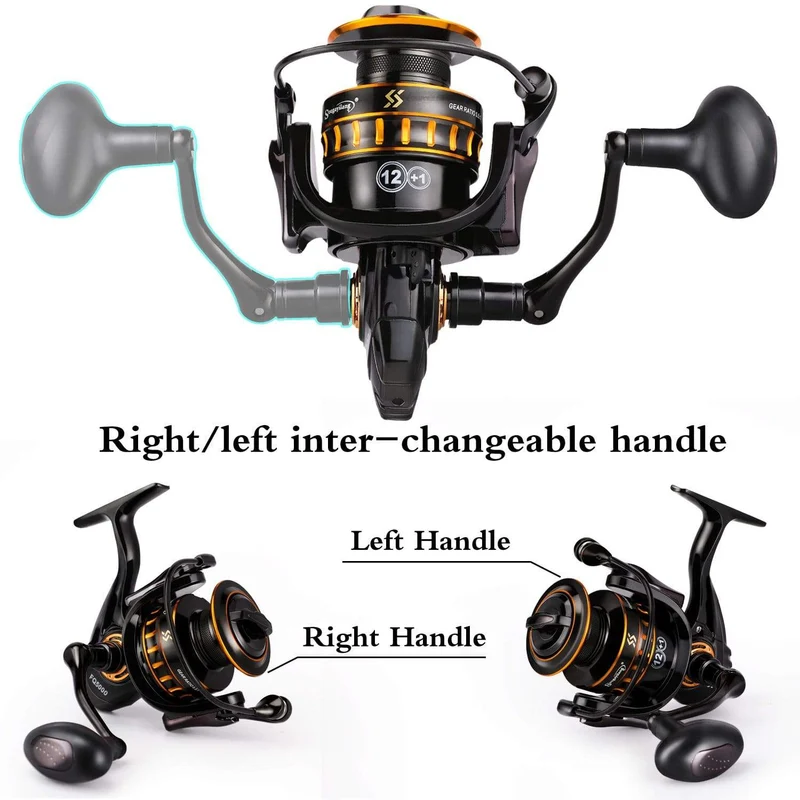 12+1BB Angelrolle 1000–5000 Zug 12 kg Spinnrolle Salzwasserrolle zum Karpfenrollenangeln Pesca und Freispule