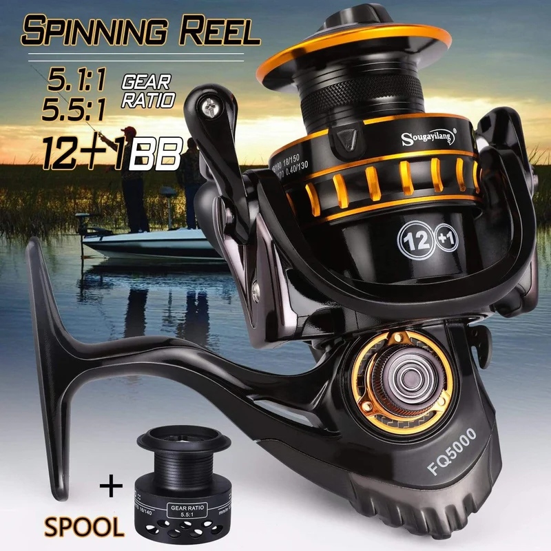 12+1BB Angelrolle 1000–5000 Zug 12 kg Spinnrolle Salzwasserrolle zum Karpfenrollenangeln Pesca und Freispule