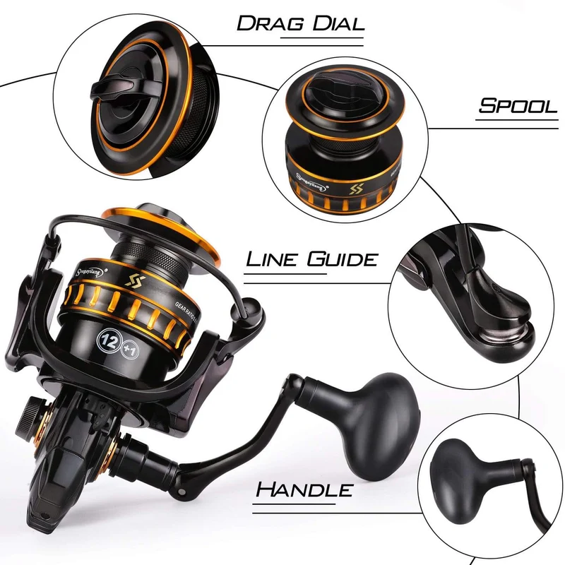12+1BB Angelrolle 1000–5000 Zug 12 kg Spinnrolle Salzwasserrolle zum Karpfenrollenangeln Pesca und Freispule