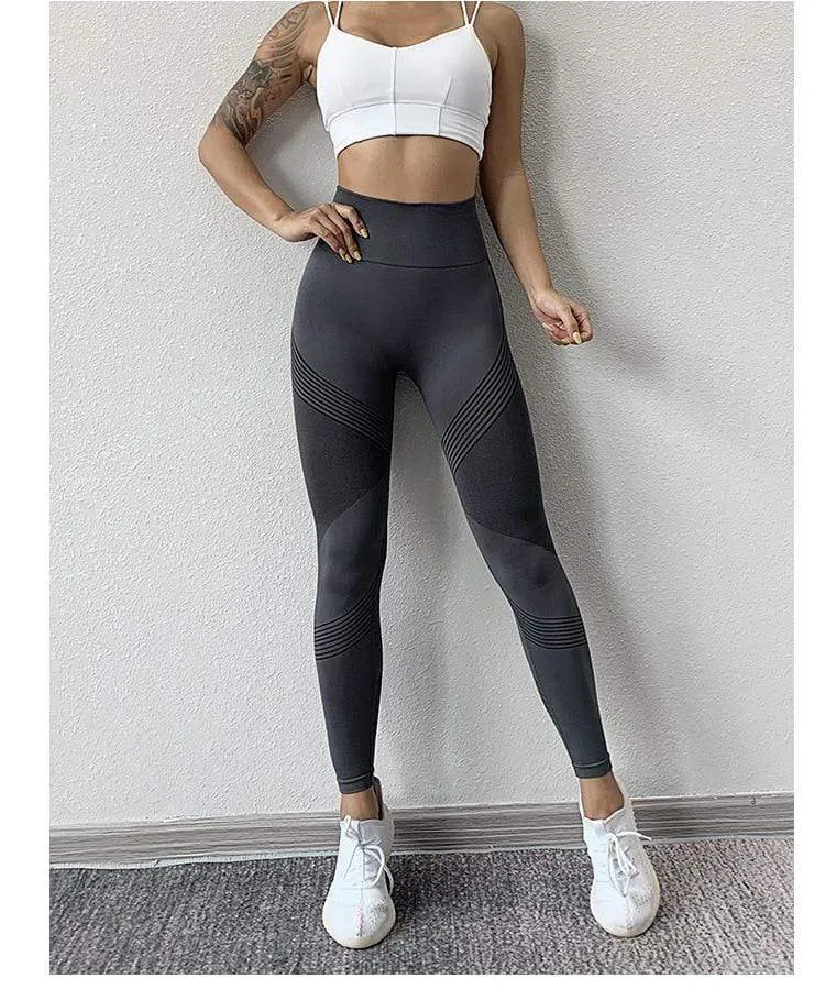 Damen-Leggings, hohe Taille, pfirsichfarbene Hüften, Gym-Leggings, schnell trocknende Sport-Stretch-Fitnesshose
