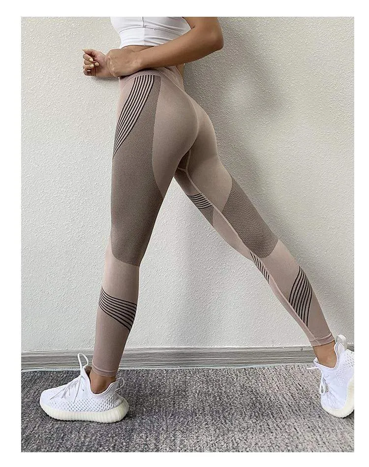 Damen-Leggings, hohe Taille, pfirsichfarbene Hüften, Gym-Leggings, schnell trocknende Sport-Stretch-Fitnesshose