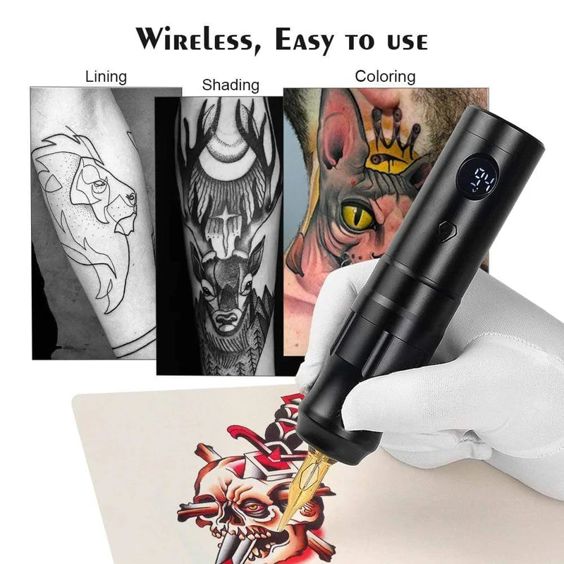 Drahtloser Tattoo-Maschinenstift, rotierender Tattoo-Augenbrauen-Maschine für Körperkunst, kabelloser Tattoo-Stift, professioneller kernloser Motor
