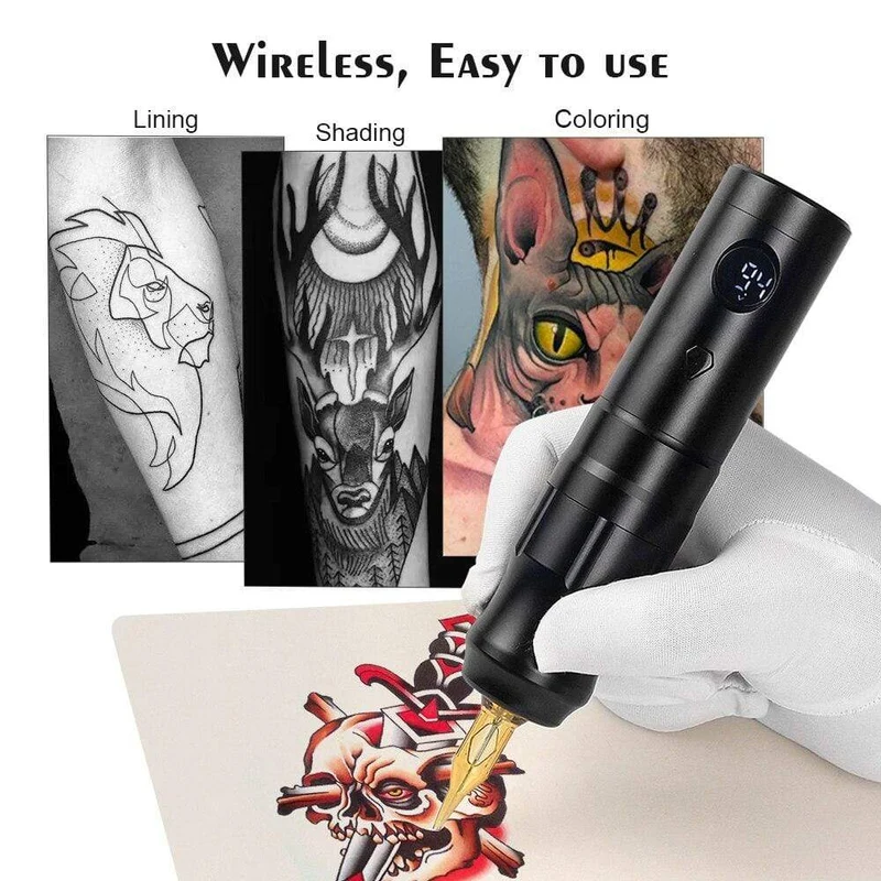 Drahtloser Tattoo-Maschinenstift, rotierender Tattoo-Augenbrauen-Maschine für Körperkunst, kabelloser Tattoo-Stift, professioneller kernloser Motor