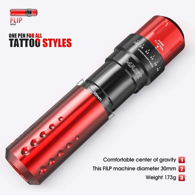 Mast Einstellbarer Hub Permanent Make-up Tattoo Stift Maschine RCA-Schnittstelle Professionelle Coreless Motor Tattoo Rotary Machine