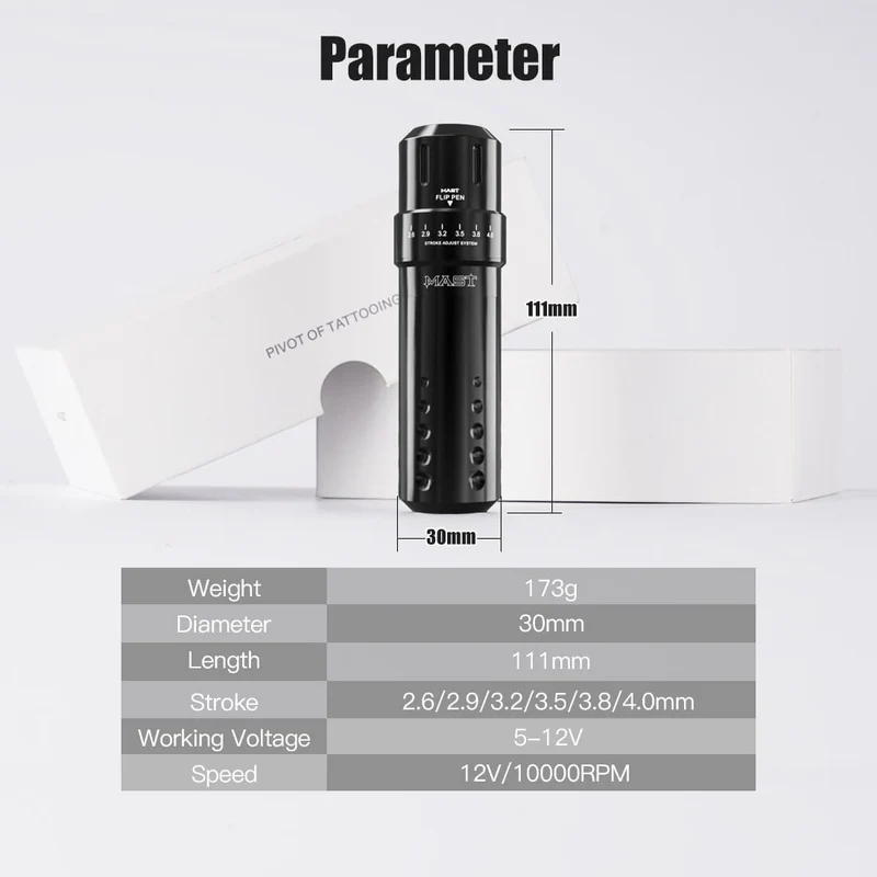 Mast Einstellbarer Hub Permanent Make-up Tattoo Stift Maschine RCA-Schnittstelle Professionelle Coreless Motor Tattoo Rotary Machine