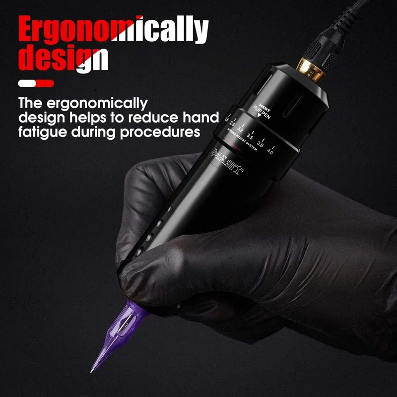 Mast Einstellbarer Hub Permanent Make-up Tattoo Stift Maschine RCA-Schnittstelle Professionelle Coreless Motor Tattoo Rotary Machine