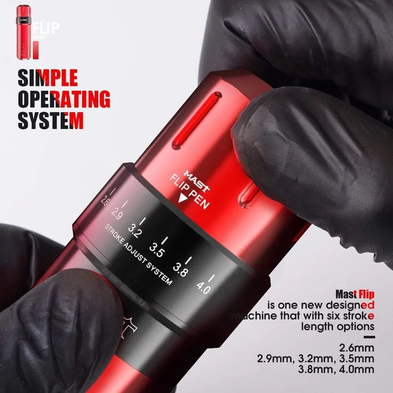 Mast Einstellbarer Hub Permanent Make-up Tattoo Stift Maschine RCA-Schnittstelle Professionelle Coreless Motor Tattoo Rotary Machine