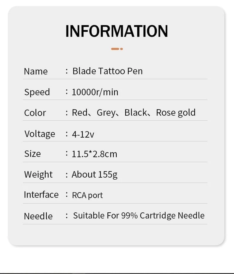 Rotierender Tattoo-Maschinenstift, leistungsstarker, langlebiger Motor, geräuschlos, RCA-Buchse für Schattierung und Liner, 10000 U/min, Hochgeschwindigkeits-Tattoo-Versorgung, PMU