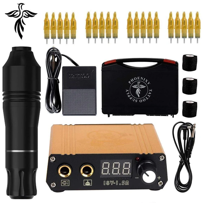 Professionelles Tattoo Kit Set Permanent Make-up Kit Rotary Maschinen Tattoo Netzteil Tattoo Nadeln Tinte Komplettes Werkzeug Zubehör