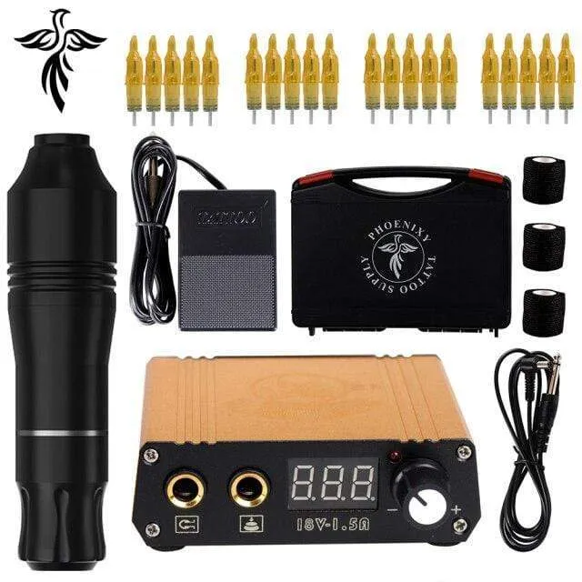 Professionelles Tattoo Kit Set Permanent Make-up Kit Rotary Maschinen Tattoo Netzteil Tattoo Nadeln Tinte Komplettes Werkzeug Zubehör