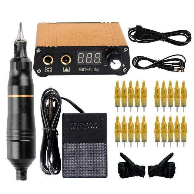 Professionelles Tattoo Kit Set Permanent Make-up Kit Rotary Maschinen Tattoo Netzteil Tattoo Nadeln Tinte Komplettes Werkzeug Zubehör