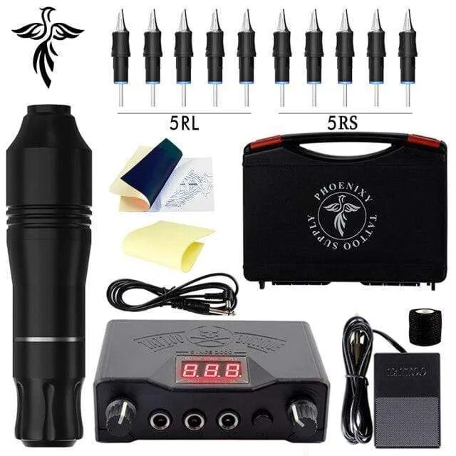 Professionelles Tattoo Kit Set Permanent Make-up Kit Rotary Maschinen Tattoo Netzteil Tattoo Nadeln Tinte Komplettes Werkzeug Zubehör