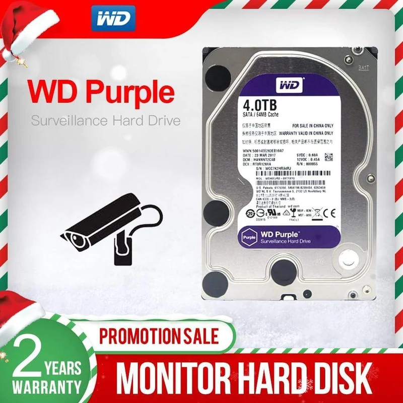 Digitale WD Surveillance Purple 4 TB 3.5 Zoll interne Festplatte SATA 6.0 Gbit/s Festplatte für CCTV-DVR-Überwachungskamera IP