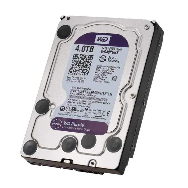 Digitale WD Surveillance Purple 4 TB 3.5 Zoll interne Festplatte SATA 6.0 Gbit/s Festplatte für CCTV-DVR-Überwachungskamera IP