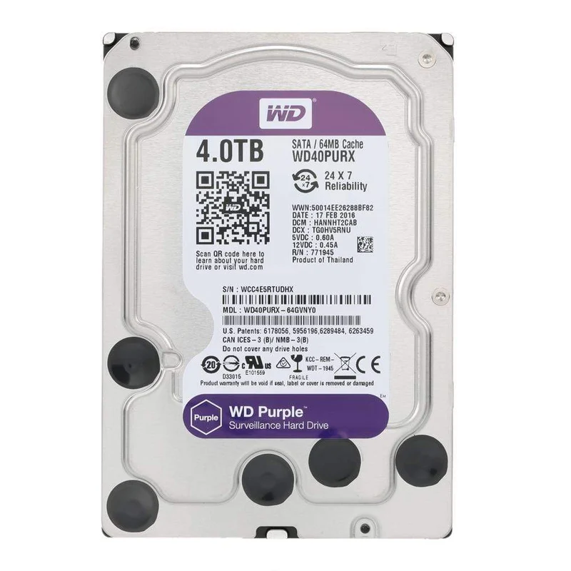 Digitale WD Surveillance Purple 4 TB 3.5 Zoll interne Festplatte SATA 6.0 Gbit/s Festplatte für CCTV-DVR-Überwachungskamera IP