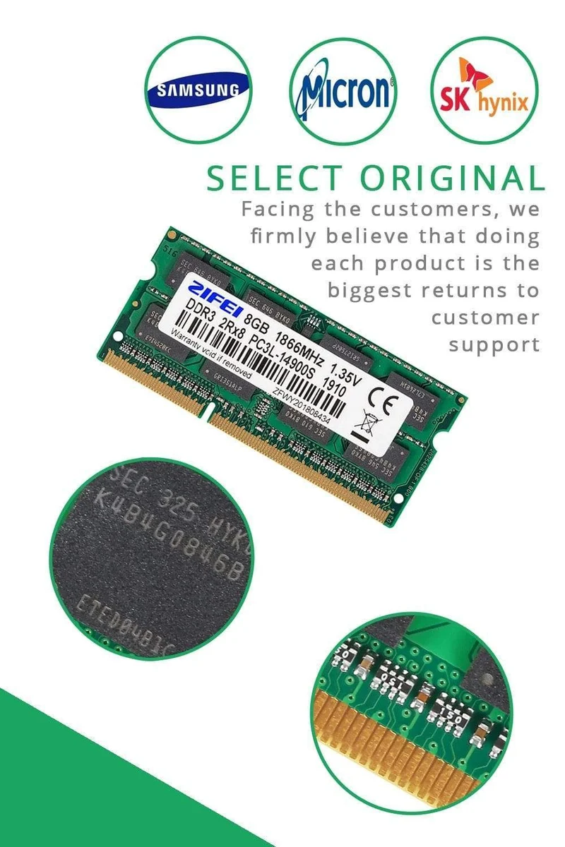 8 GB DDR3L RAM 1600/1333/1866 MHz 204PIN 1.35 V 2R*8 Doppelmodell SODIMM-Speicher für Laptop