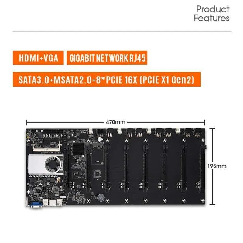 BTC-T37 Bergbau Motherboard VGA 8PCIE 16X 8GPU Grafikkarte Unterstützung 1066/1333/1600 MHz DDR3/DDR3L BTC-T37 Bergbau Motherboard