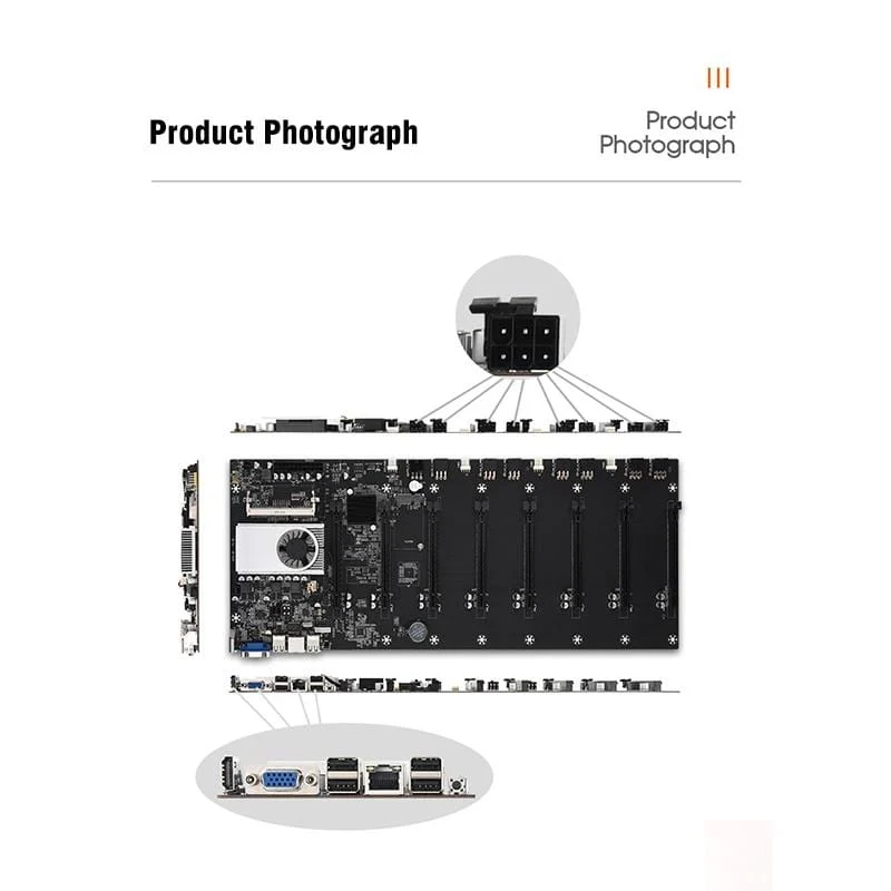 BTC-T37 Bergbau Motherboard VGA 8PCIE 16X 8GPU Grafikkarte Unterstützung 1066/1333/1600 MHz DDR3/DDR3L BTC-T37 Bergbau Motherboard