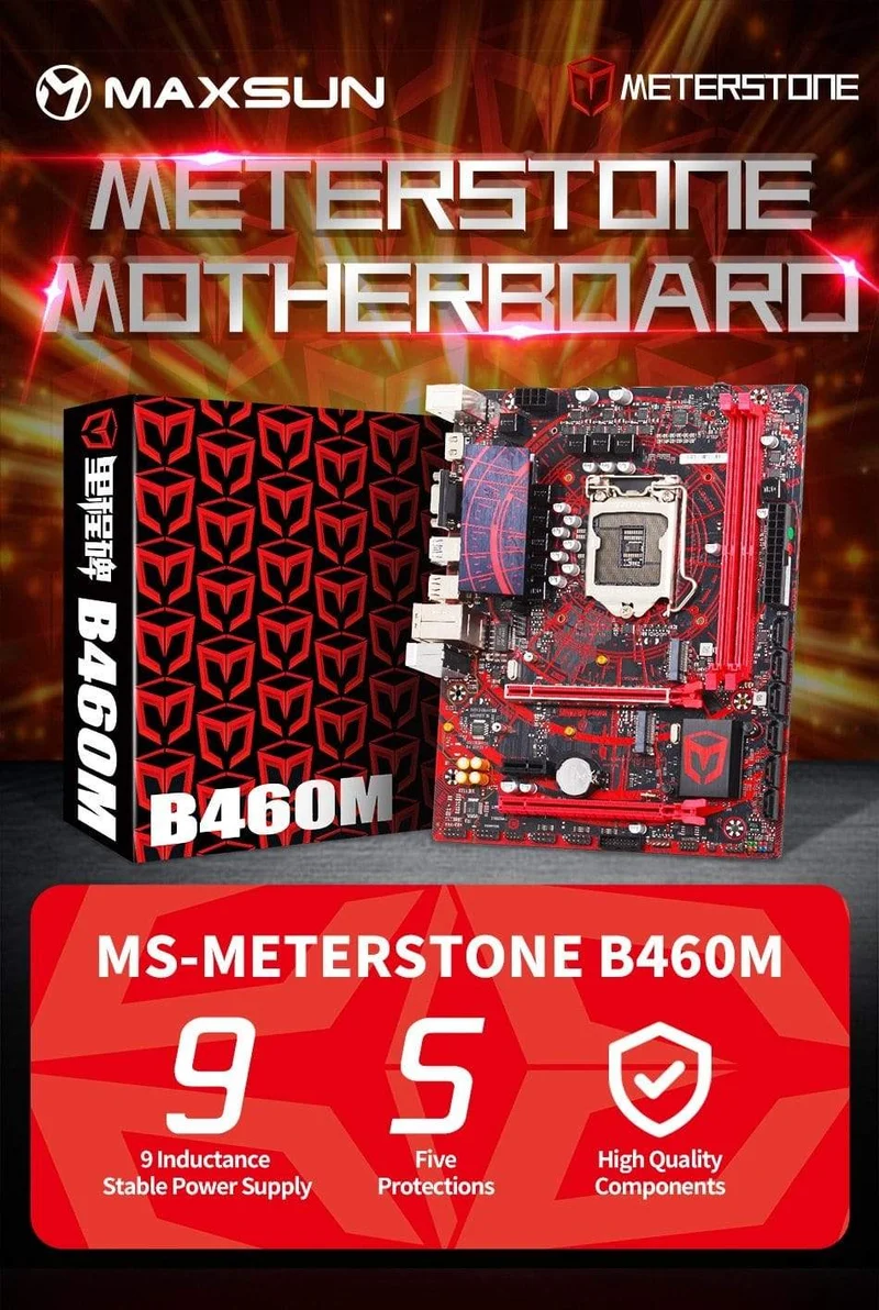 Motherboard Meterstone B460M USB3.1*3 LGA1200 M-ATX SATA 3.0 PCI-E NVME unterstützt Intel 10th Core PCIE 16X Alloy Armor Slot