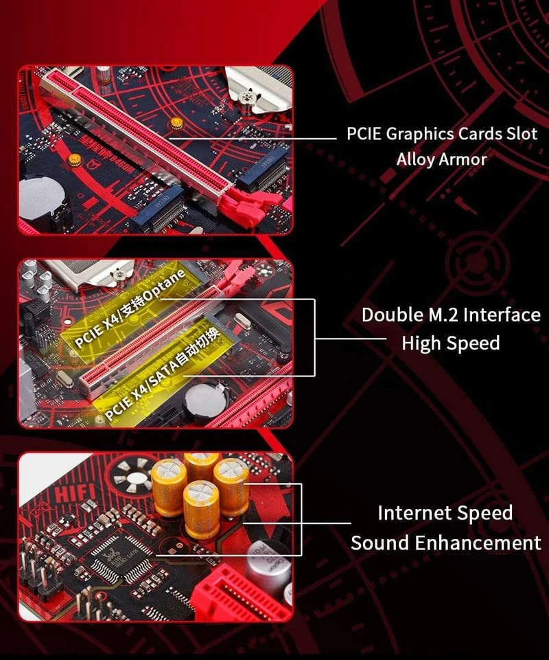 Motherboard Meterstone B460M USB3.1*3 LGA1200 M-ATX SATA 3.0 PCI-E NVME unterstützt Intel 10th Core PCIE 16X Alloy Armor Slot