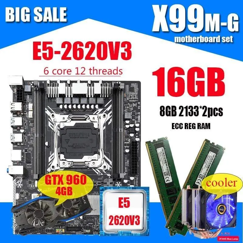 X99-Motherboard mit Intel XEON E5 2620 V3 2 * 8G DDR4 RECC-Speicher GTX960 4 GB und COOLER-Kombi-Kit-Set Vergleichbar