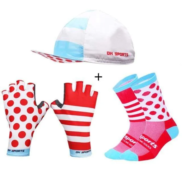 Stilvolle Fahrradhandschuhe Halbfinger Herren Damen Sport stoßfeste Fahrradhandschuhe GEL Racing Fahrradhandschuhe mit Radsocken Kappenset