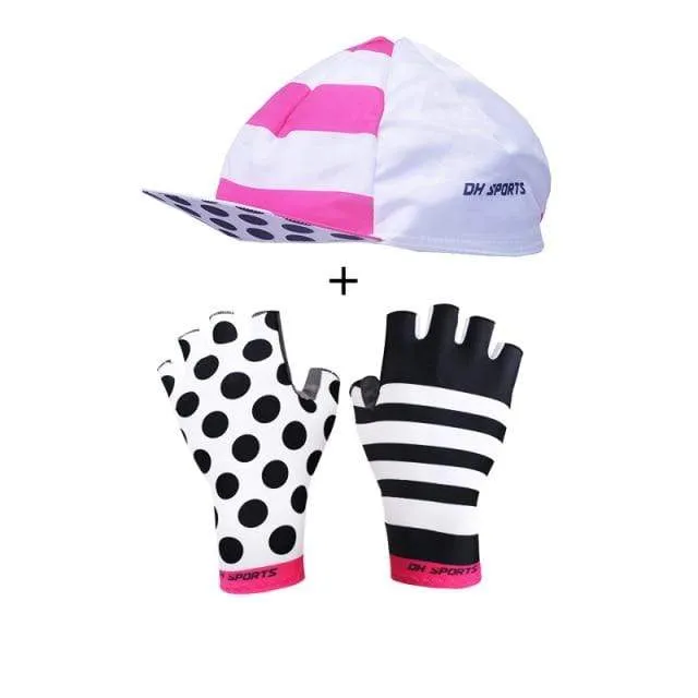 Stilvolle Fahrradhandschuhe Halbfinger Herren Damen Sport stoßfeste Fahrradhandschuhe GEL Racing Fahrradhandschuhe mit Radsocken Kappenset