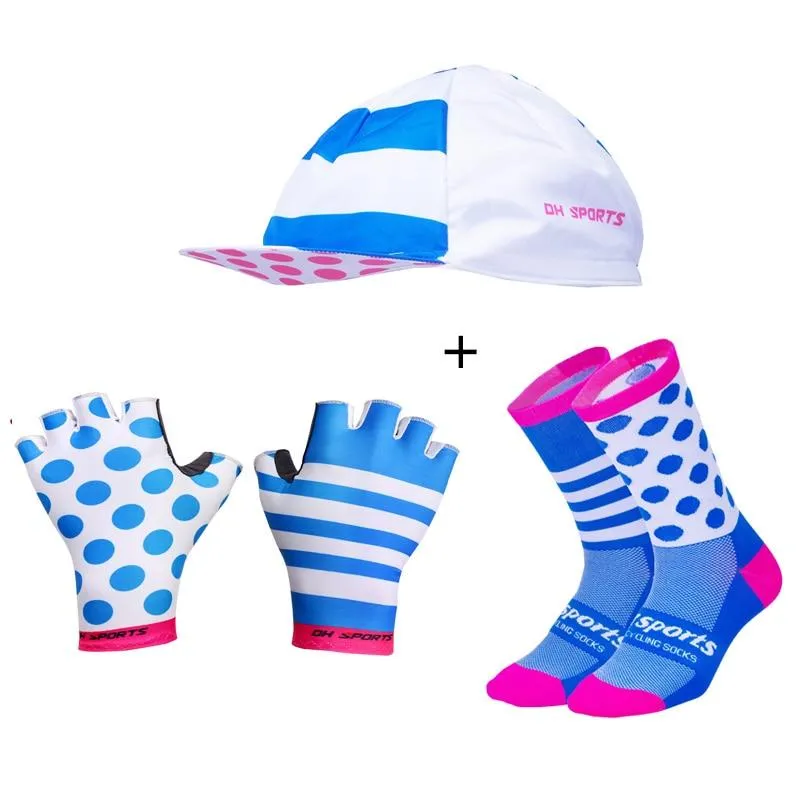 Stilvolle Fahrradhandschuhe Halbfinger Herren Damen Sport stoßfeste Fahrradhandschuhe GEL Racing Fahrradhandschuhe mit Radsocken Kappenset