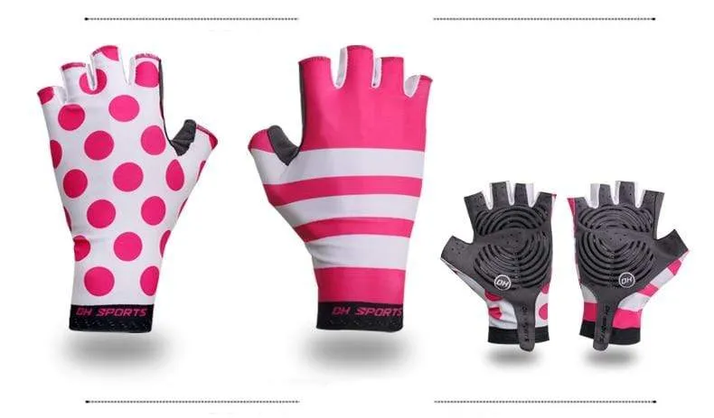 Stilvolle Fahrradhandschuhe Halbfinger Herren Damen Sport stoßfeste Fahrradhandschuhe GEL Racing Fahrradhandschuhe mit Radsocken Kappenset