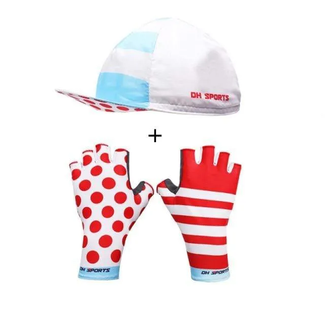 Stilvolle Fahrradhandschuhe Halbfinger Herren Damen Sport stoßfeste Fahrradhandschuhe GEL Racing Fahrradhandschuhe mit Radsocken Kappenset