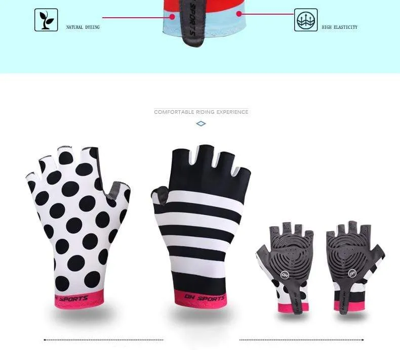 Stilvolle Fahrradhandschuhe Halbfinger Herren Damen Sport stoßfeste Fahrradhandschuhe GEL Racing Fahrradhandschuhe mit Radsocken Kappenset