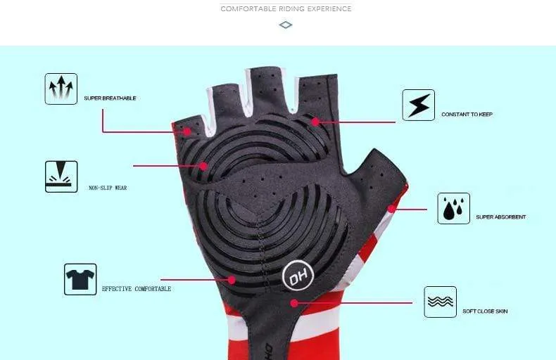 Stilvolle Fahrradhandschuhe Halbfinger Herren Damen Sport stoßfeste Fahrradhandschuhe GEL Racing Fahrradhandschuhe mit Radsocken Kappenset
