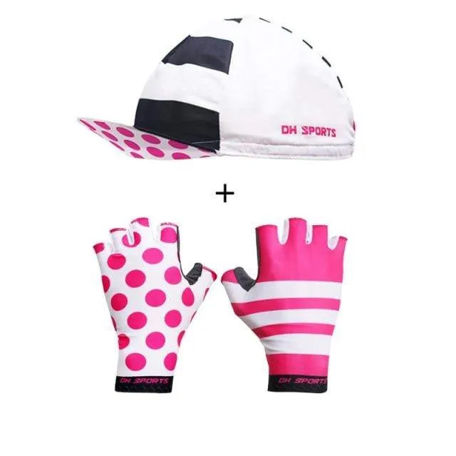 Stilvolle Fahrradhandschuhe Halbfinger Herren Damen Sport stoßfeste Fahrradhandschuhe GEL Racing Fahrradhandschuhe mit Radsocken Kappenset