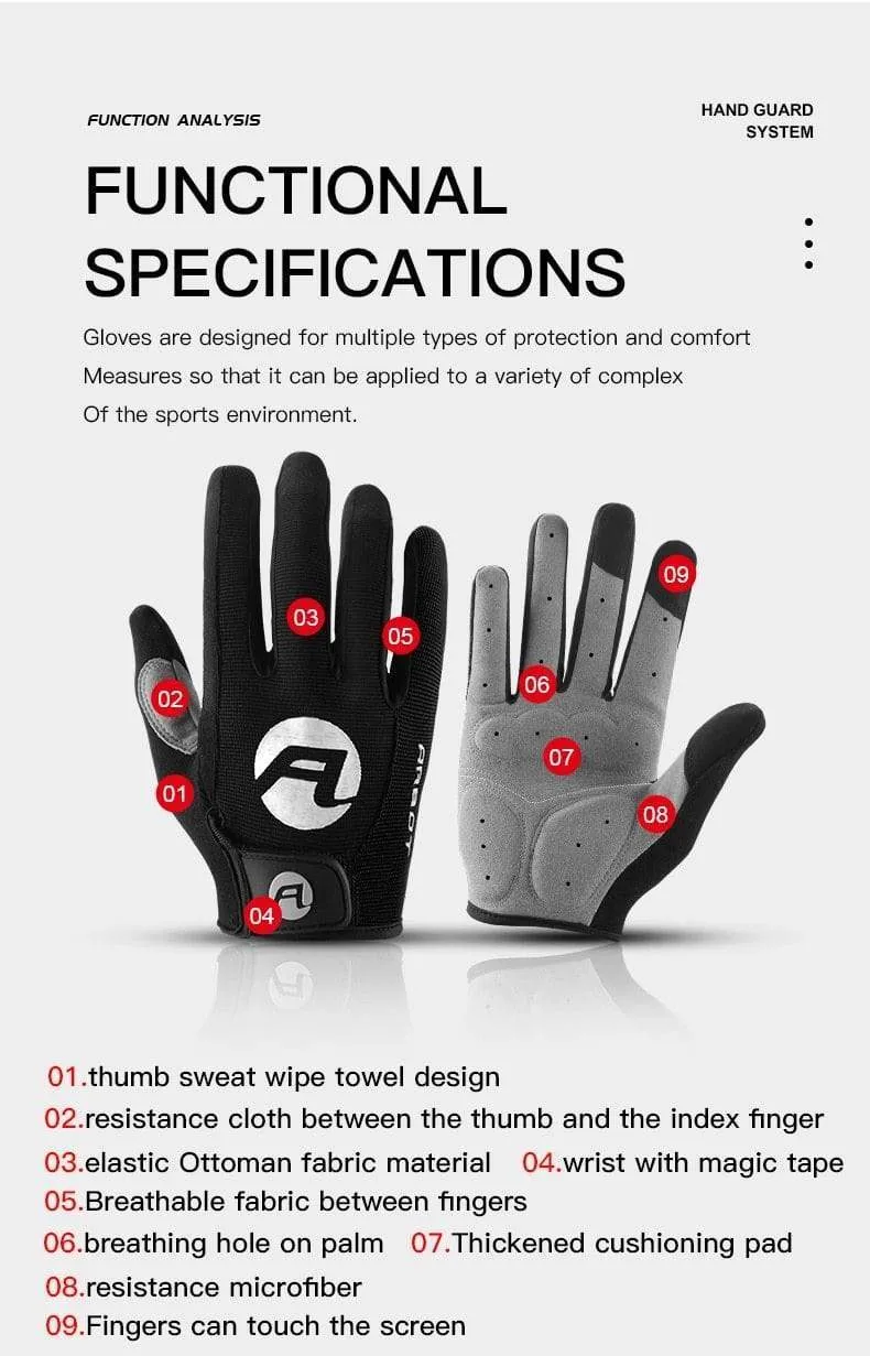 Sommer-Fahrrad-Vollfinger-Fahrradhandschuhe, absorbieren Schweiß für Männer und Frauen, Fahrradfahren, Outdoor-Sport, Schutz