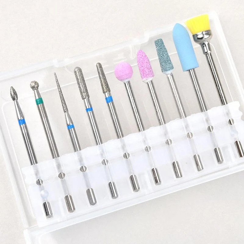 10Pcs / box Qualität Nagelbohrer Elektrische Nagelhaut Sauber Rotary Für Maniküre Pediküre Wolframlegierung Schleifkopf Schleifer Werkzeug