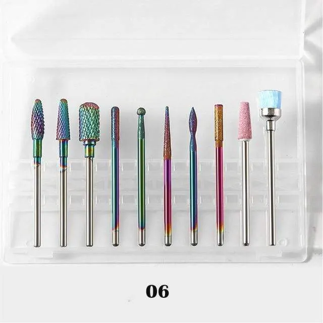 10Pcs / box Qualität Nagelbohrer Elektrische Nagelhaut Sauber Rotary Für Maniküre Pediküre Wolframlegierung Schleifkopf Schleifer Werkzeug