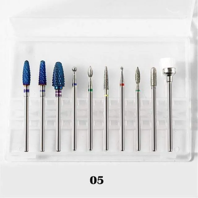 10Pcs / box Qualität Nagelbohrer Elektrische Nagelhaut Sauber Rotary Für Maniküre Pediküre Wolframlegierung Schleifkopf Schleifer Werkzeug